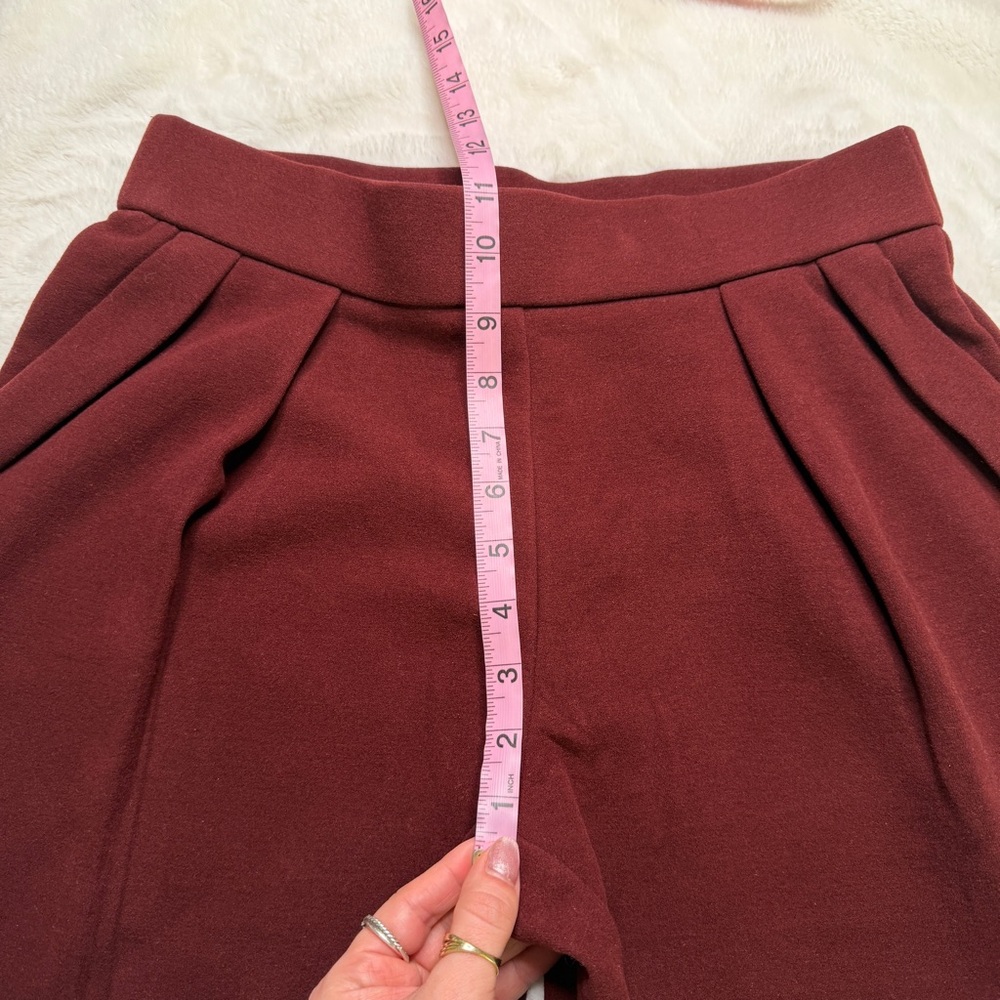 OGL Wool Blend Ponte Wide Leg Pull On Pants Burgundy Petite M NWT - Picture 4 of 6